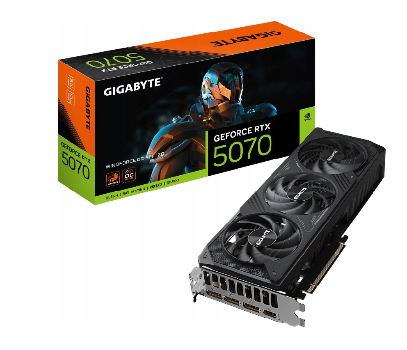 Karta GIGABYTE RTX 5070 WINDFORCE OC 12GB DLSS4 (GV-N5070WF3OC-12GD)